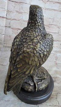 Guardian Eagle Hawk Bird Bronze Sculpture 12" x 9"