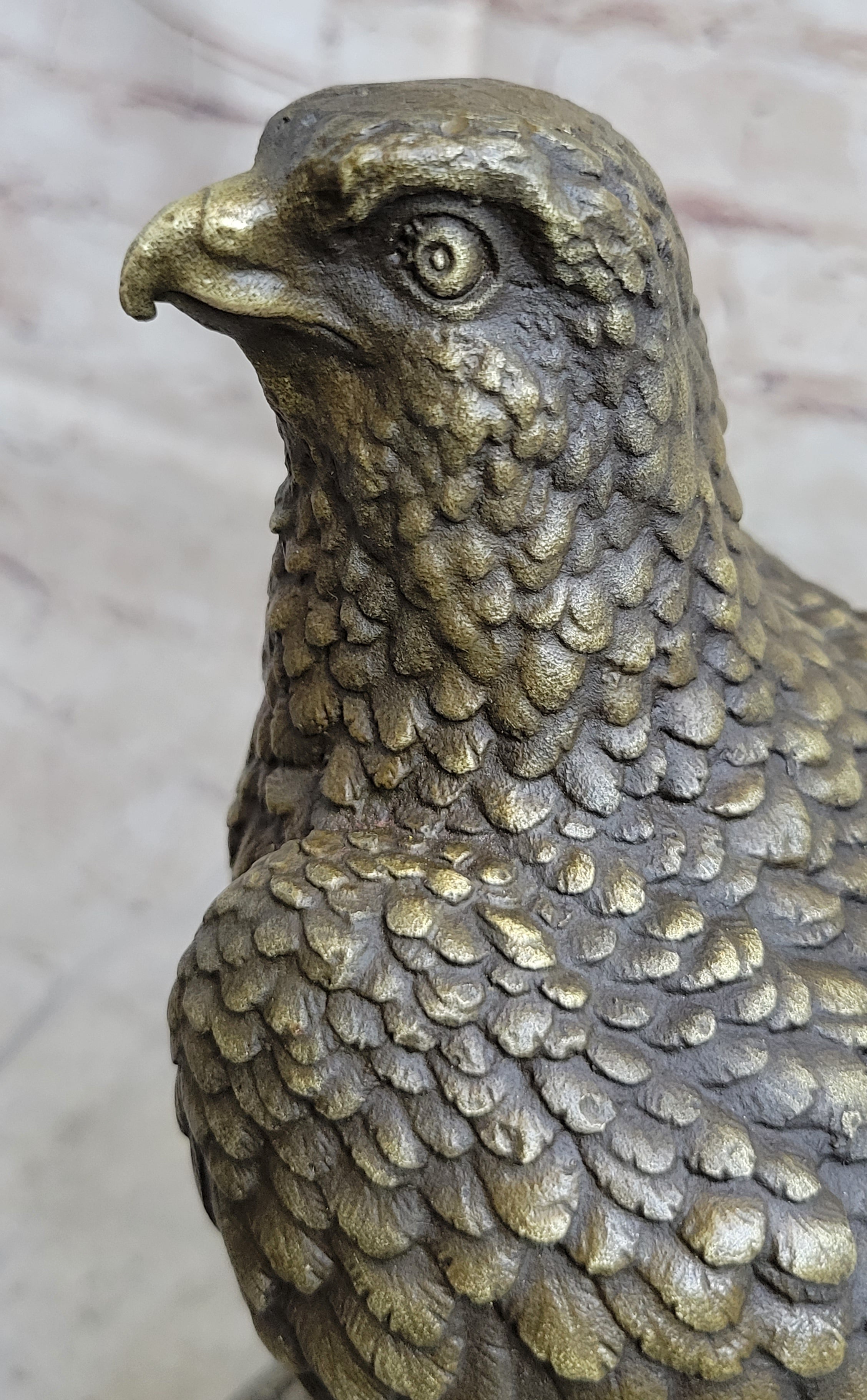 Guardian Eagle Hawk Bird Bronze Sculpture 12" x 9"