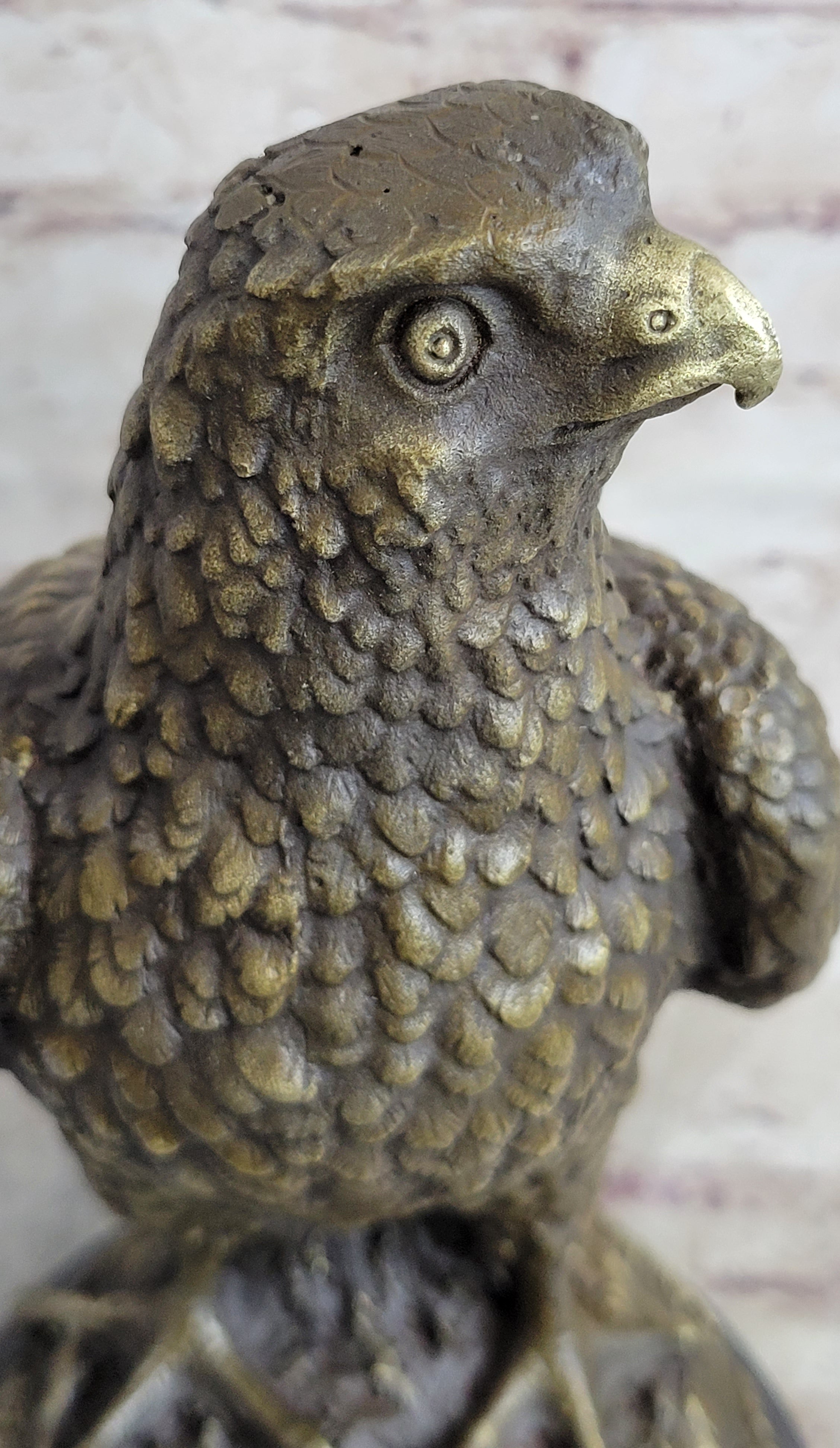 Guardian Eagle Hawk Bird Bronze Sculpture 12" x 9"