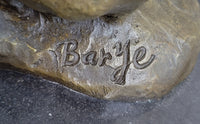 Bear vs. American Buffalo Bison Bronze Sculpture on Marble Base