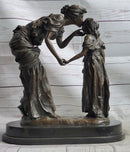 Mother Kissing Child Daughter Bronze Sculpture Signed Art