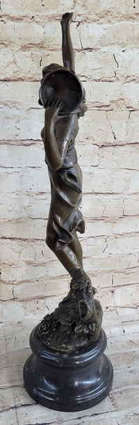 Girl Playing Tambourine Bronze Sculpture 20" x 9"