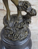 Girl Playing Tambourine Bronze Sculpture 20" x 9"