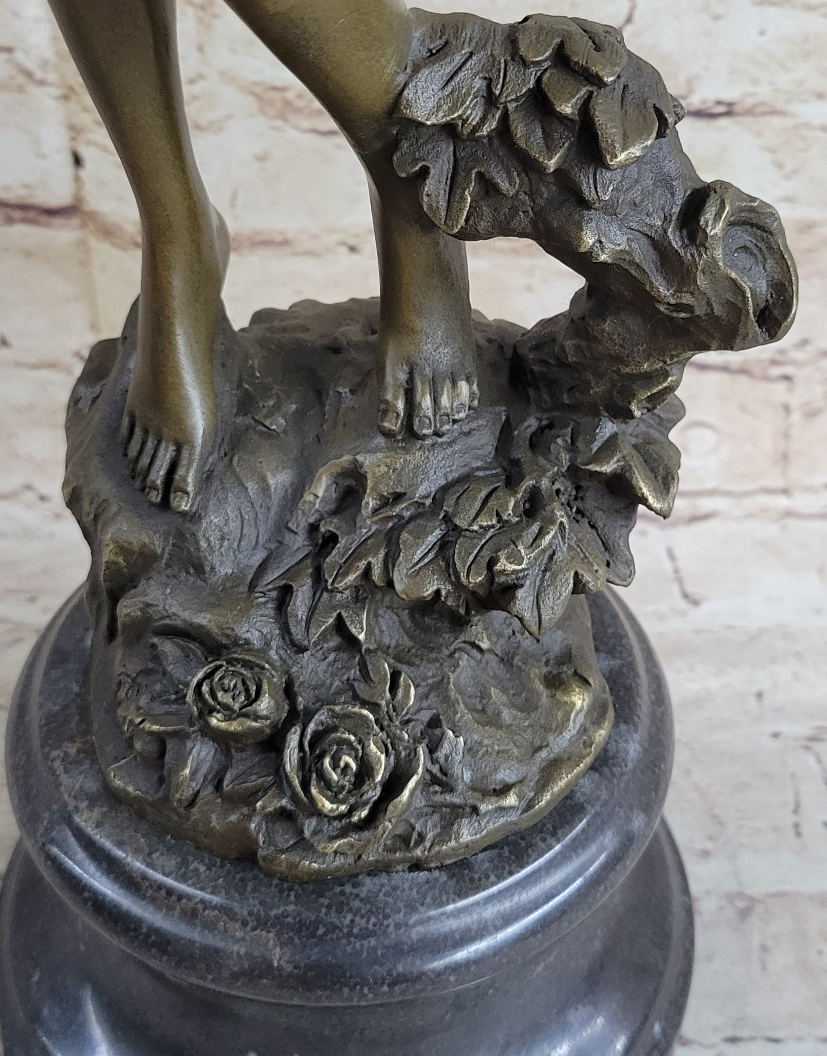 Girl Playing Tambourine Bronze Sculpture 20" x 9"