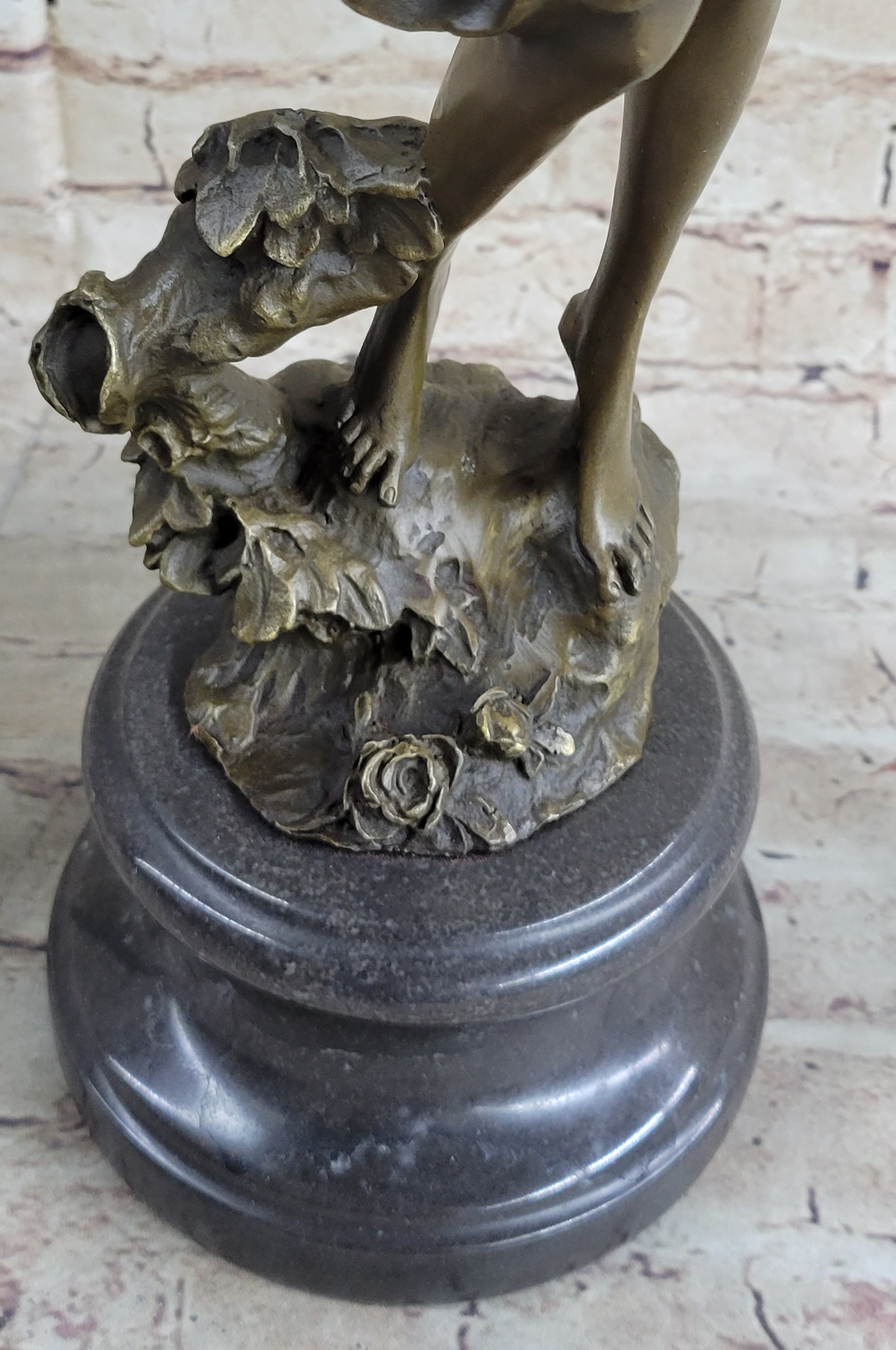 Art Deco Gypsy Girl Tambourine Dancer Bronze 20" x 9"