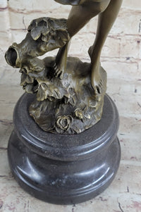 Art Deco Gypsy Girl Tambourine Dancer Bronze 20" x 9"