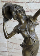 Art Deco Gypsy Girl Tambourine Dancer Bronze 20" x 9"