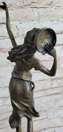 Art Deco Gypsy Girl Tambourine Dancer Bronze 20" x 9"
