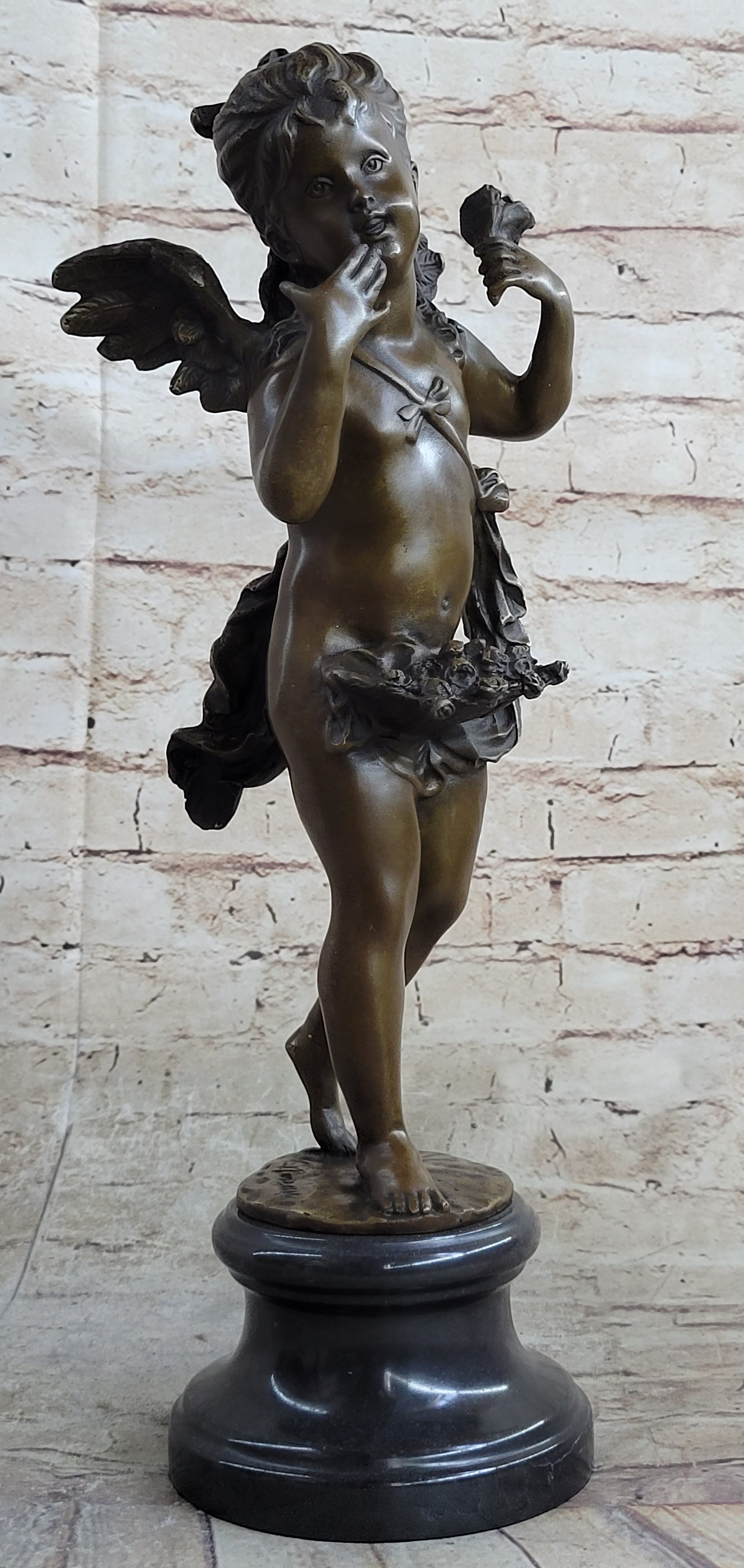 Young Female Angel Cherub Bronze Sculpture by Auguste Moreau