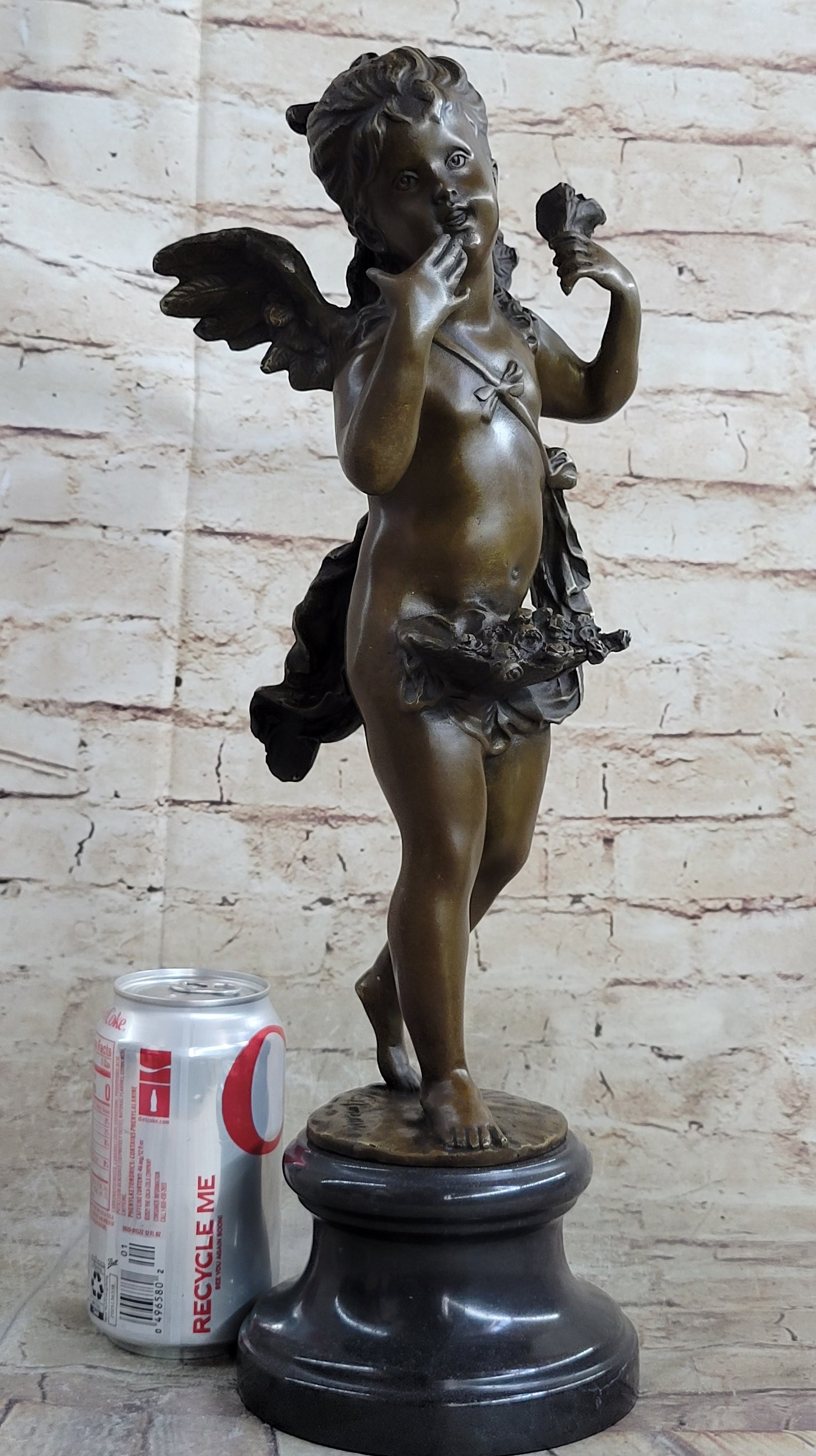 Young Female Angel Cherub Bronze Sculpture by Auguste Moreau