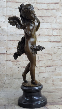 Young Female Angel Cherub Bronze Sculpture by Auguste Moreau