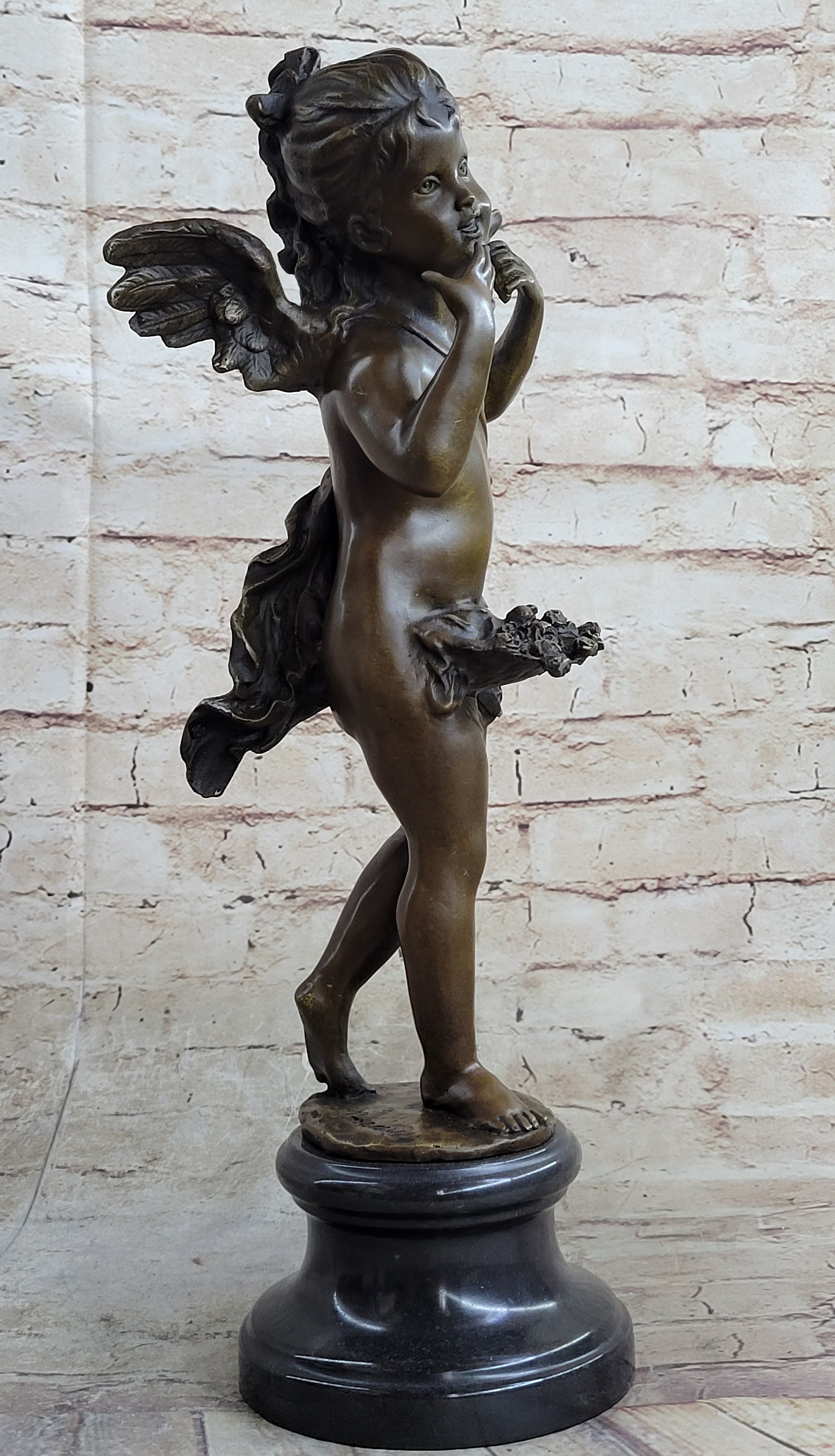 Young Female Angel Cherub Bronze Sculpture by Auguste Moreau