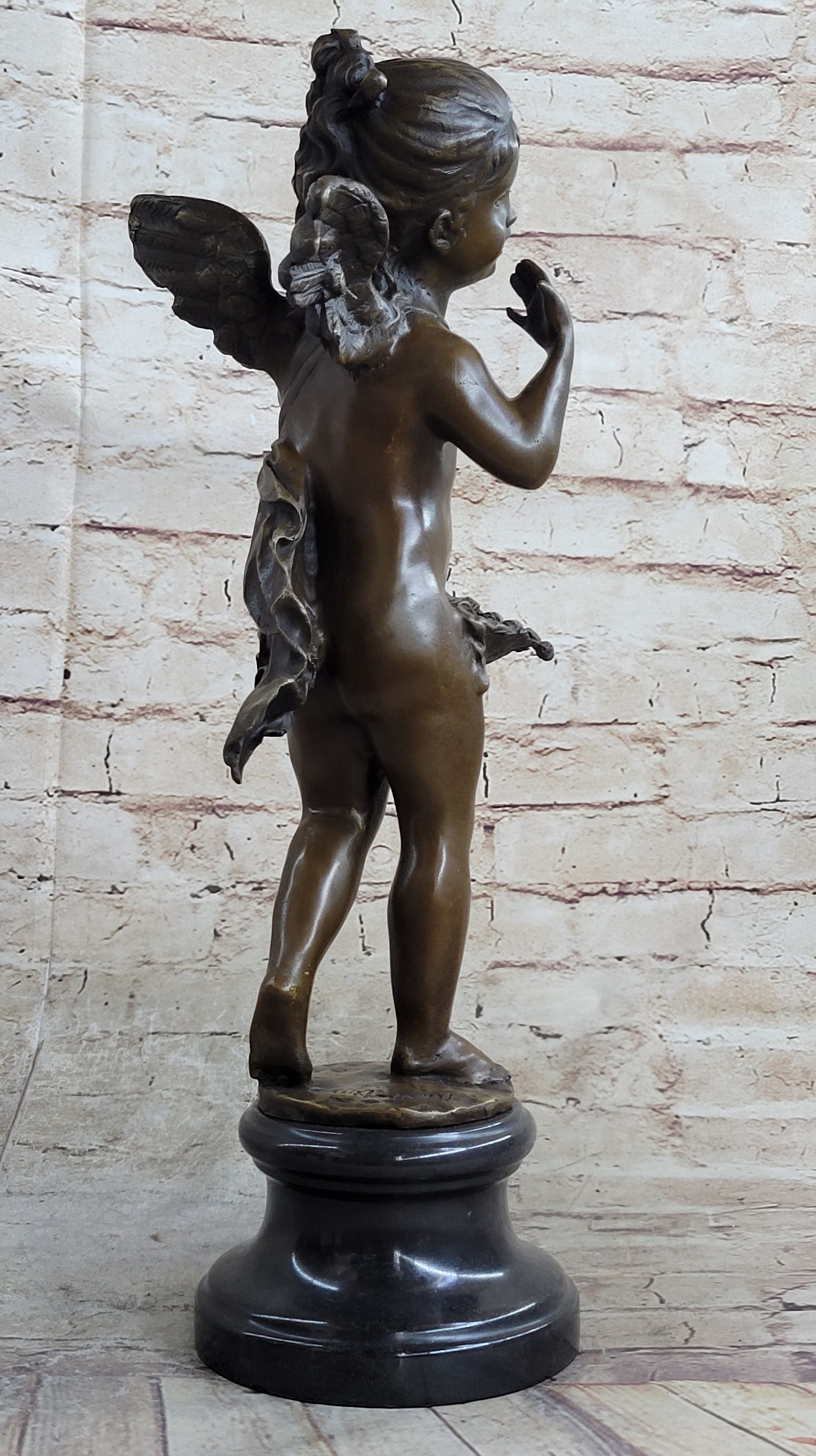 Young Female Angel Cherub Bronze Sculpture by Auguste Moreau