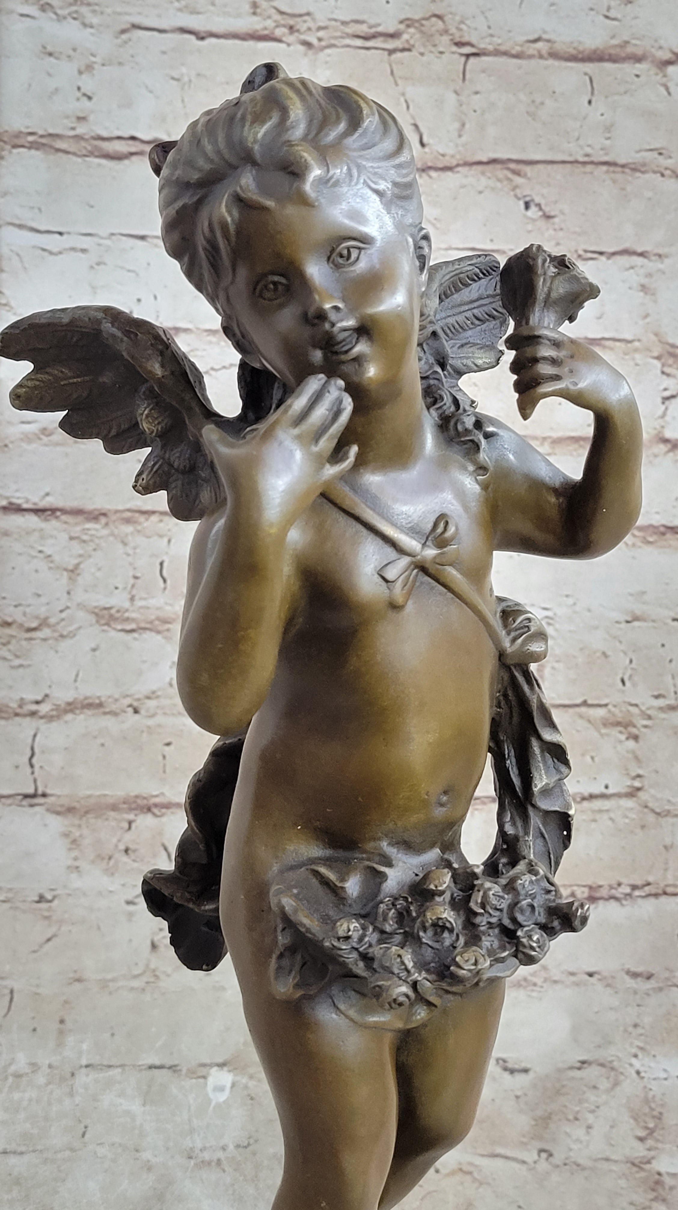 Young Female Angel Cherub Bronze Sculpture by Auguste Moreau