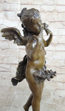 Young Female Angel Cherub Bronze Sculpture by Auguste Moreau