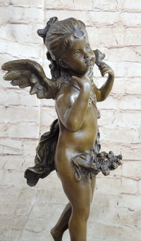 Young Female Angel Cherub Bronze Sculpture by Auguste Moreau
