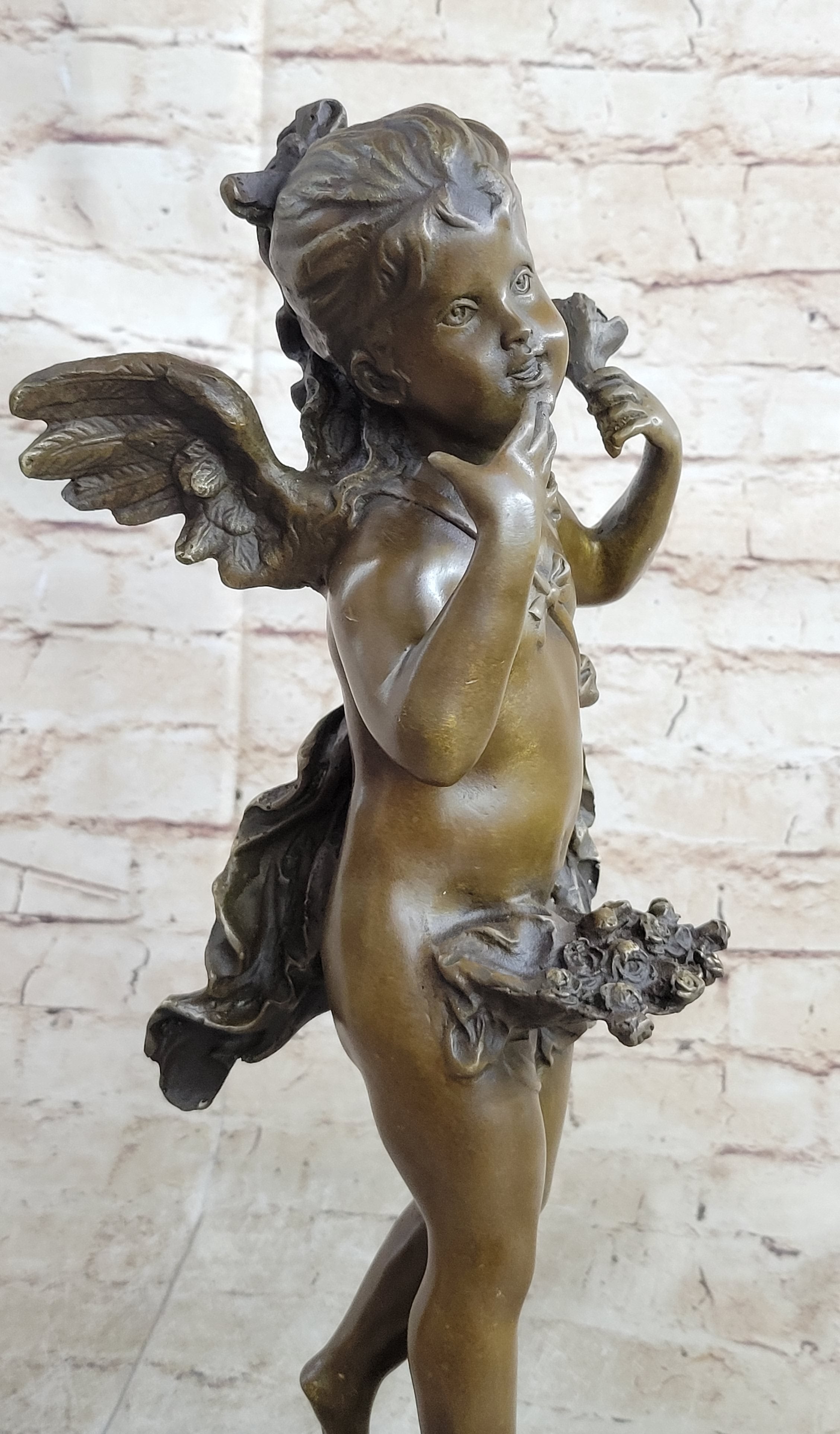 Young Female Angel Cherub Bronze Sculpture by Auguste Moreau