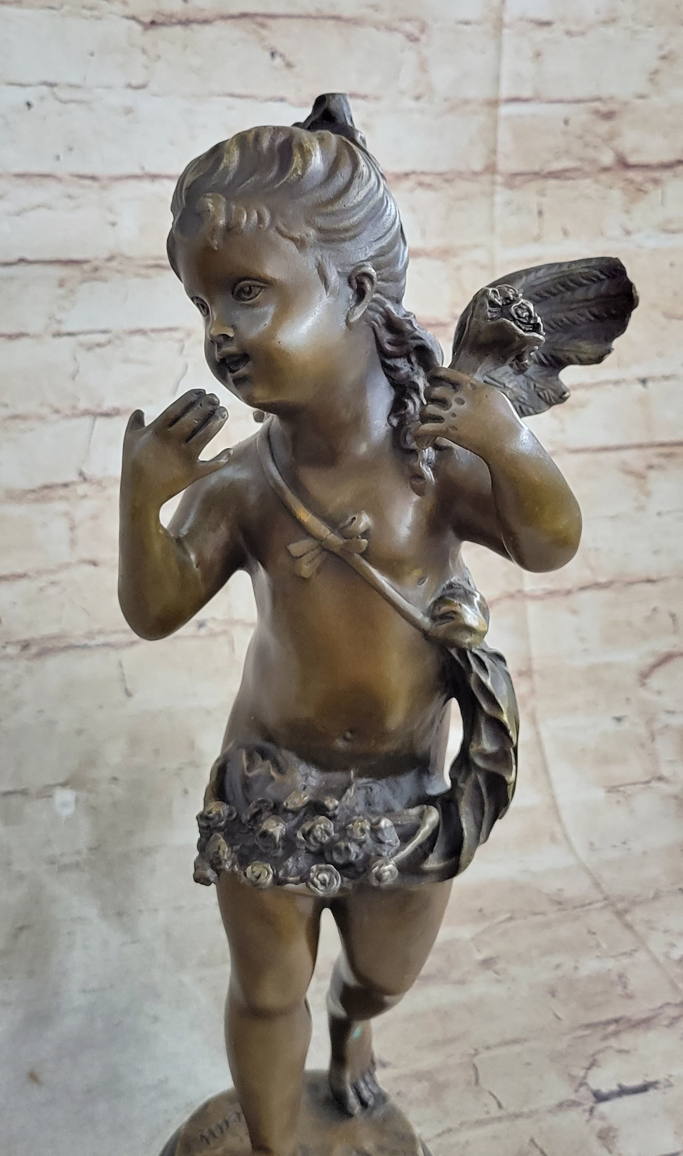 Young Female Angel Cherub Bronze Sculpture by Auguste Moreau