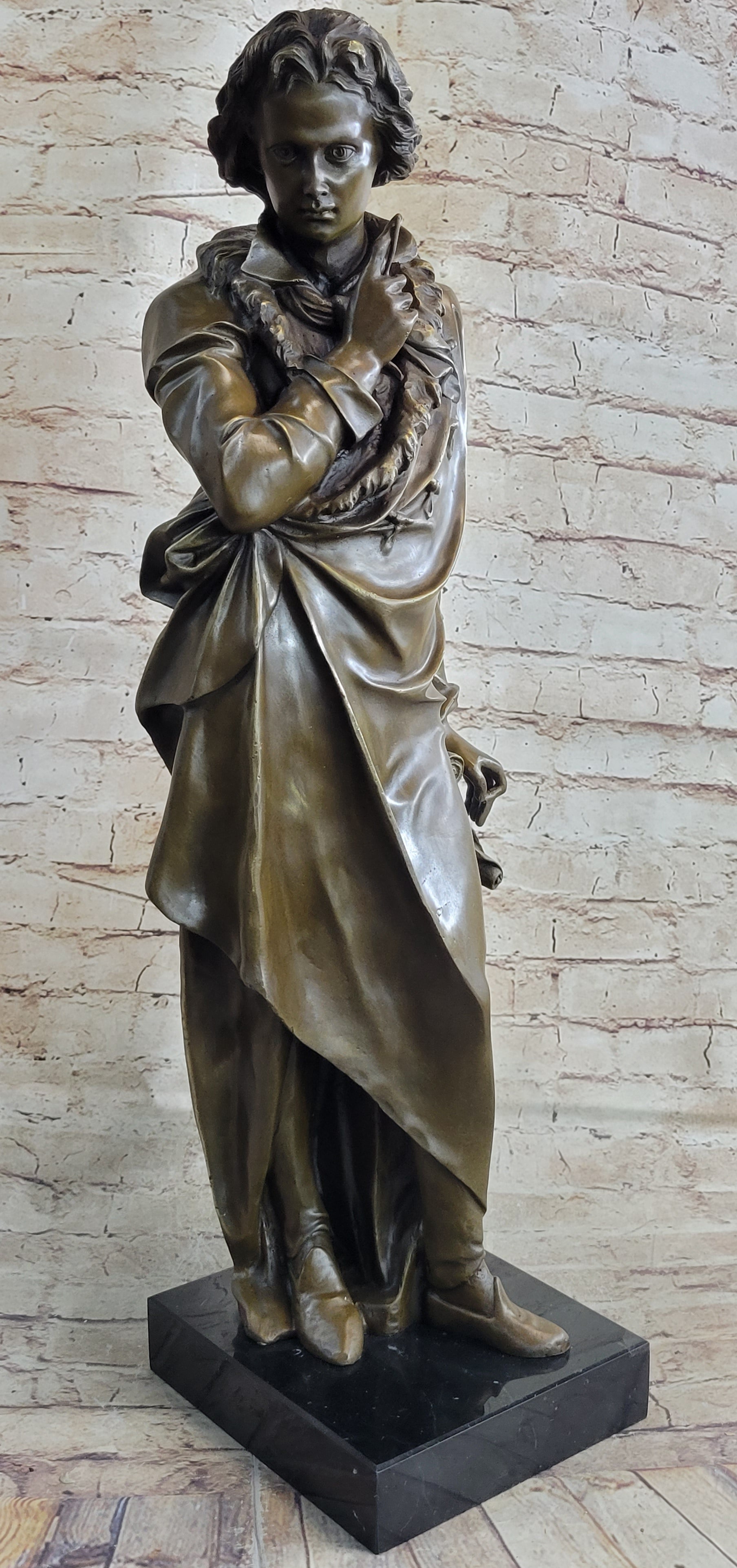 Signed Carrier Frederic Chopin Bronze Sculpture
