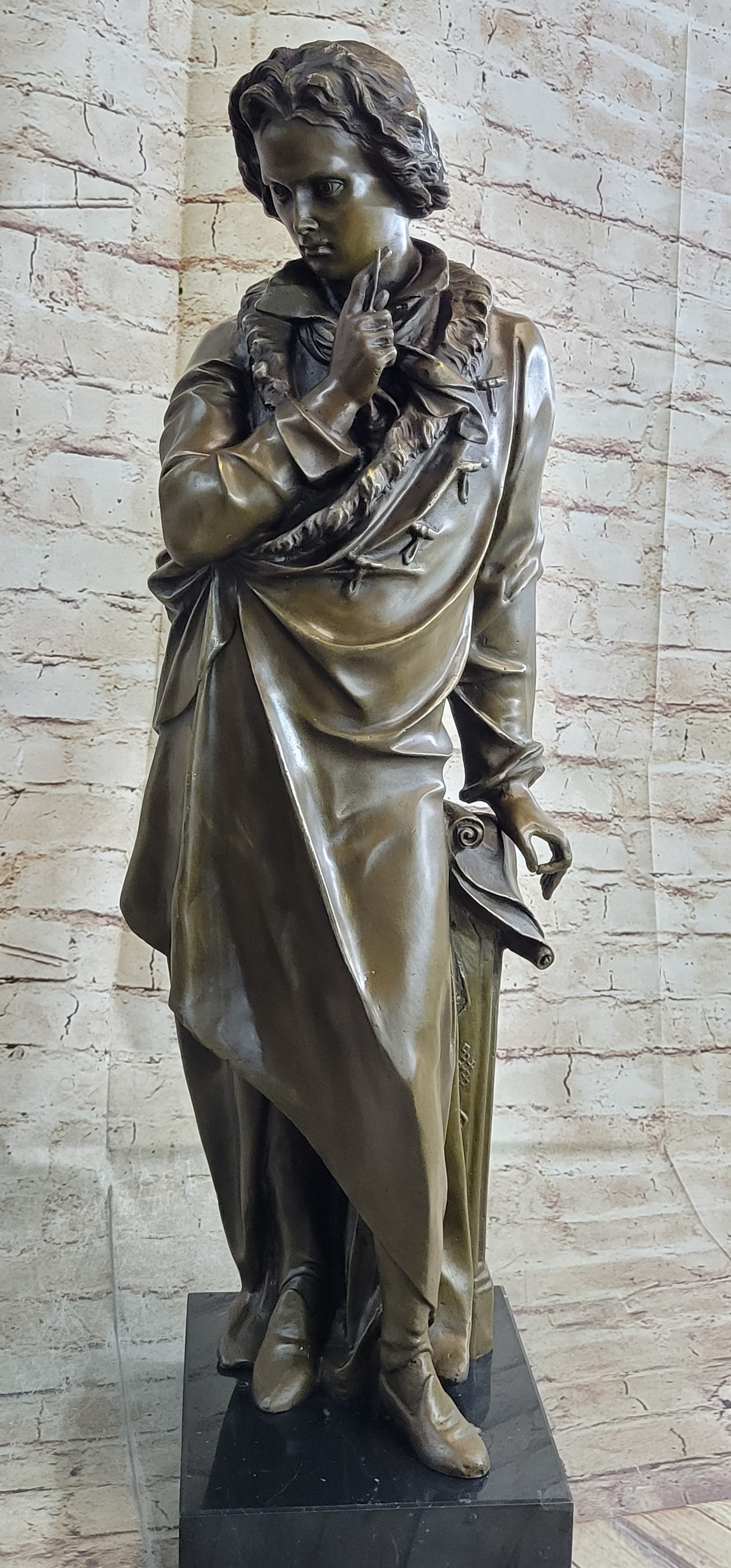 Signed Carrier Frederic Chopin Bronze Sculpture