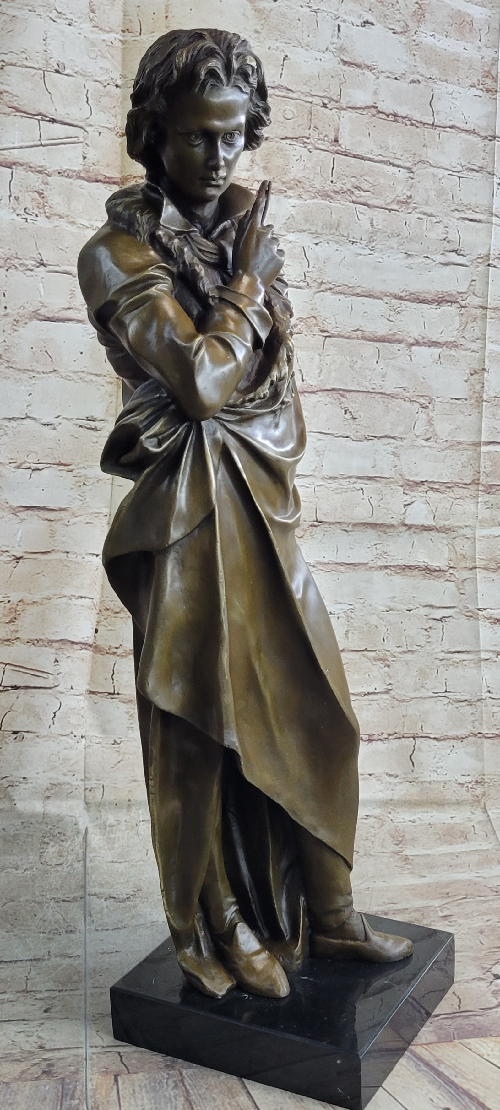Signed Carrier Frederic Chopin Bronze Sculpture