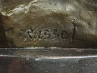 Bear & Cubs Playing - Bronze Metal Sculpture Signed Art