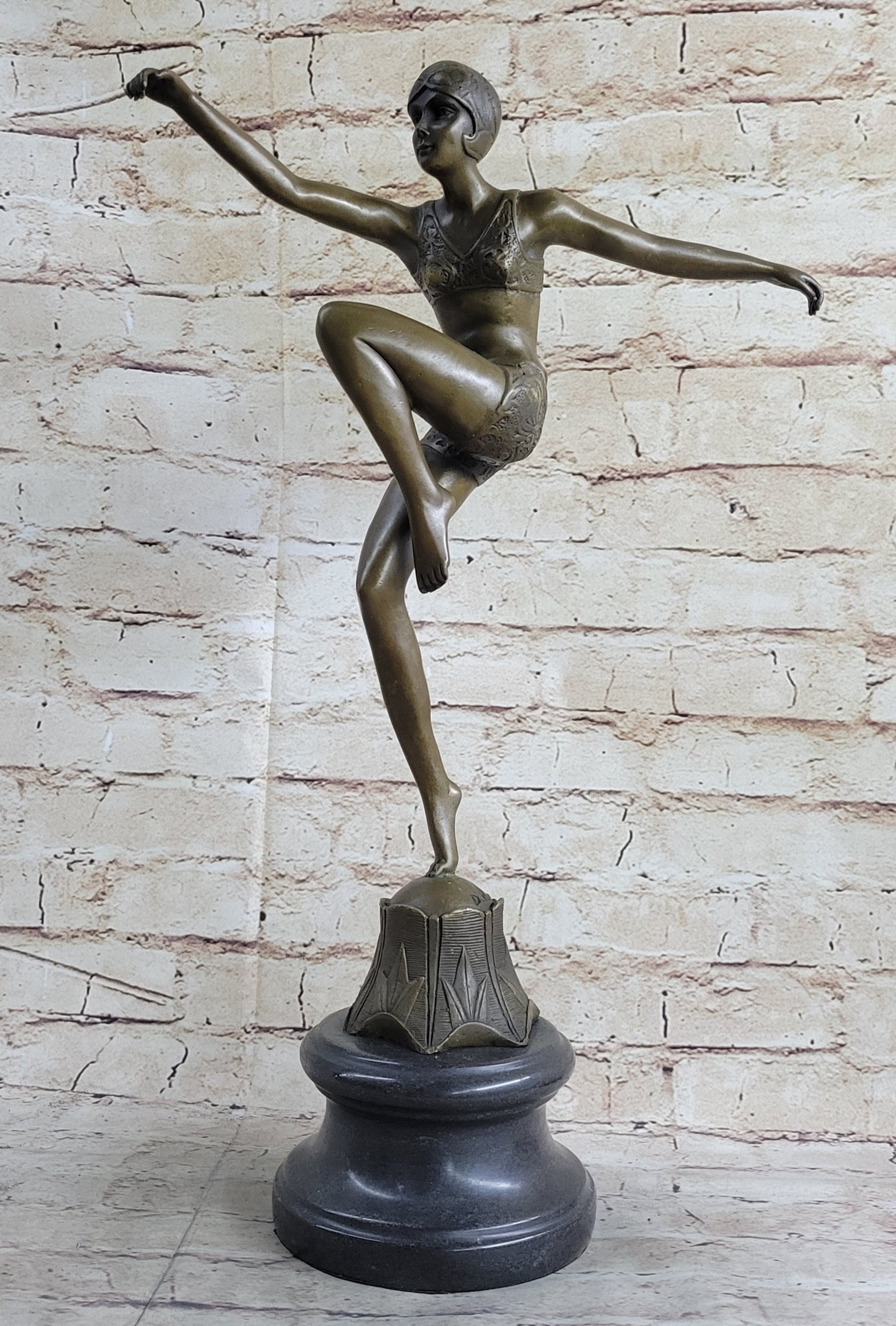 Art Deco Chiparus Swimmer Phoenician Dancer Flapper Girl Bronze