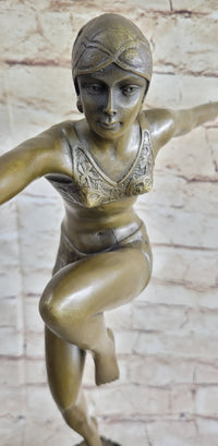 Art Deco Chiparus Swimmer Phoenician Dancer Flapper Girl Bronze