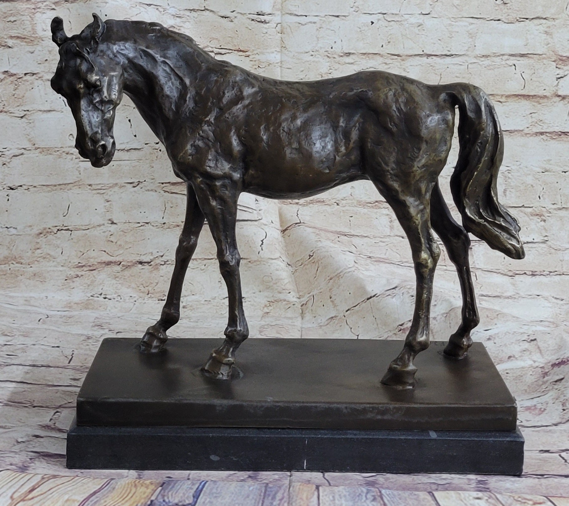 Large Arabian Horse Bronze Sculpture by P.J Mene