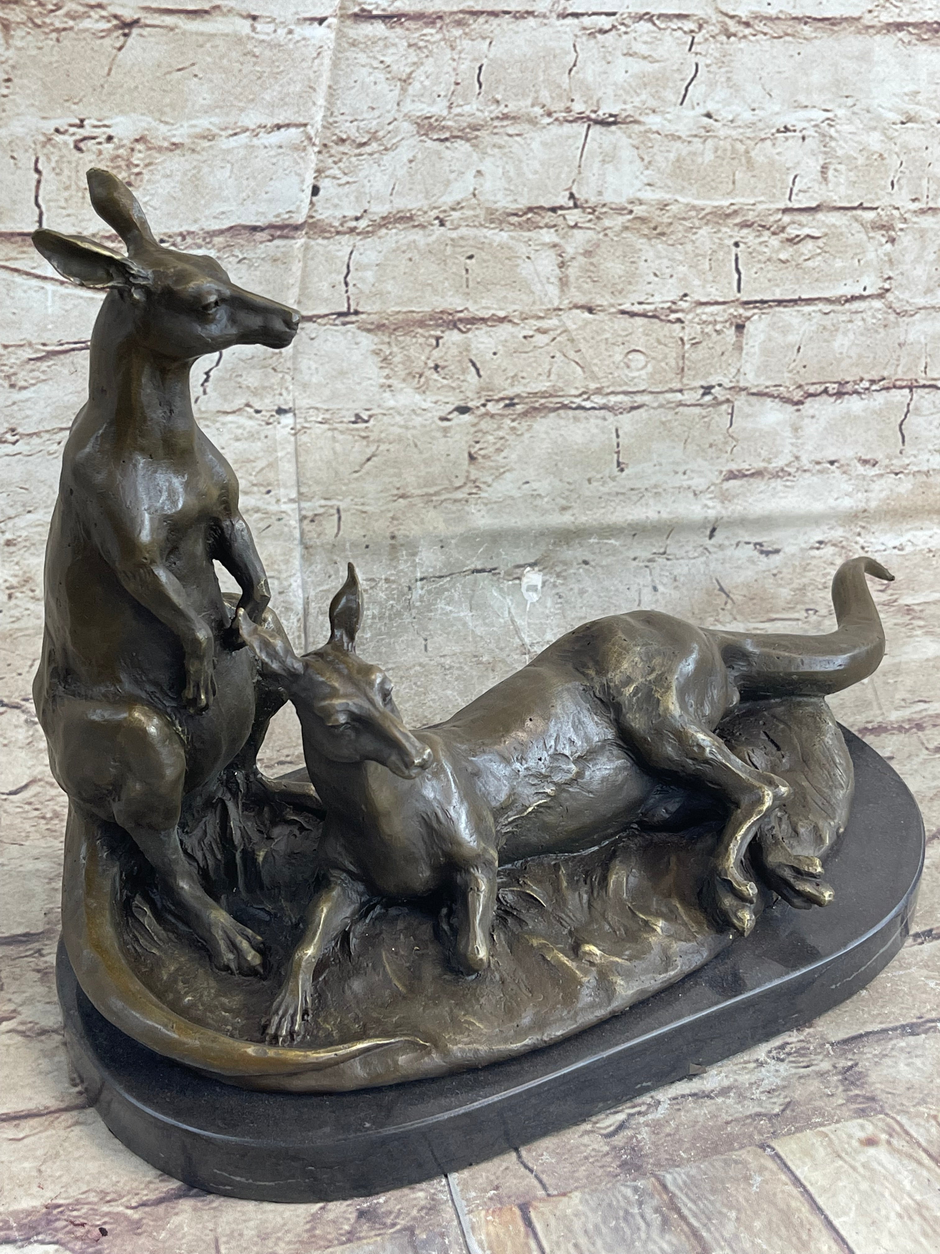 Kangaroo Wallaby Mother Joey Bronze Marble Australian Art