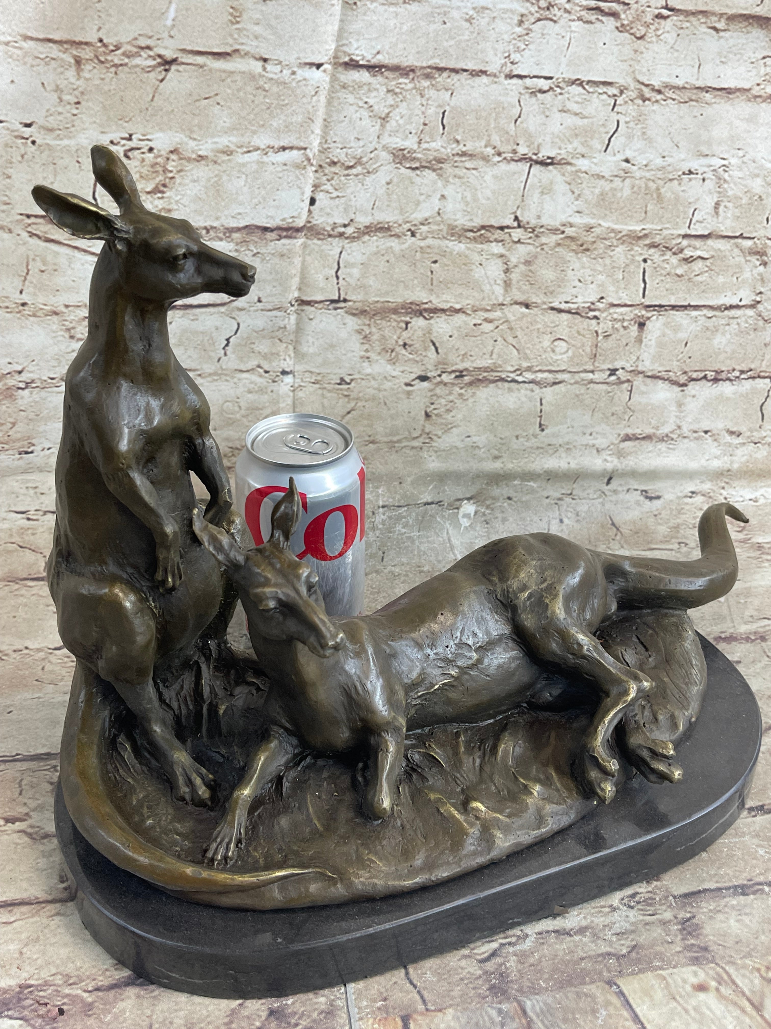 Kangaroo Wallaby Mother Joey Bronze Marble Australian Art