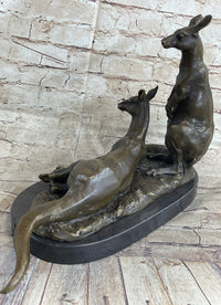 Kangaroo Wallaby Mother Joey Bronze Marble Australian Art