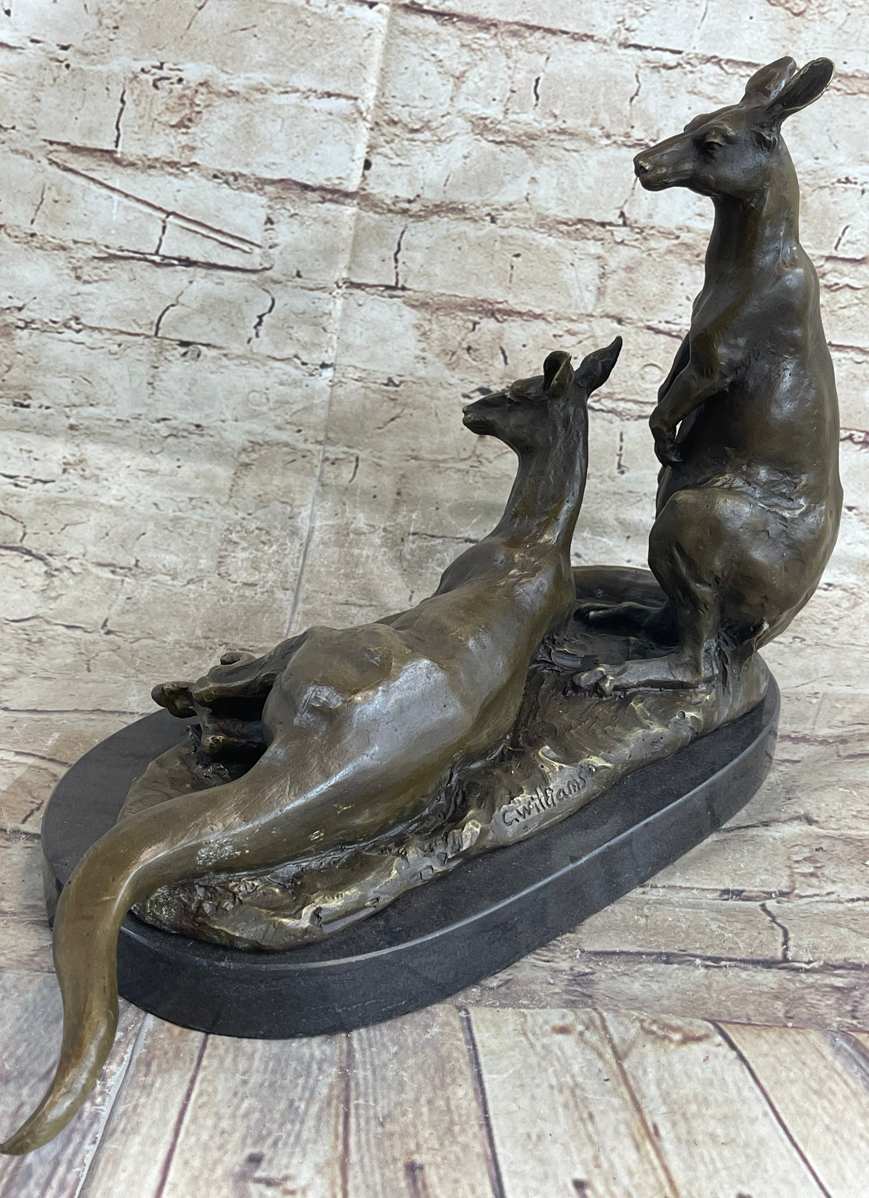 Kangaroo Wallaby Mother Joey Bronze Marble Australian Art