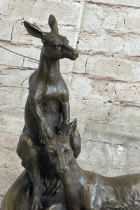 Kangaroo Wallaby Mother Joey Bronze Marble Australian Art