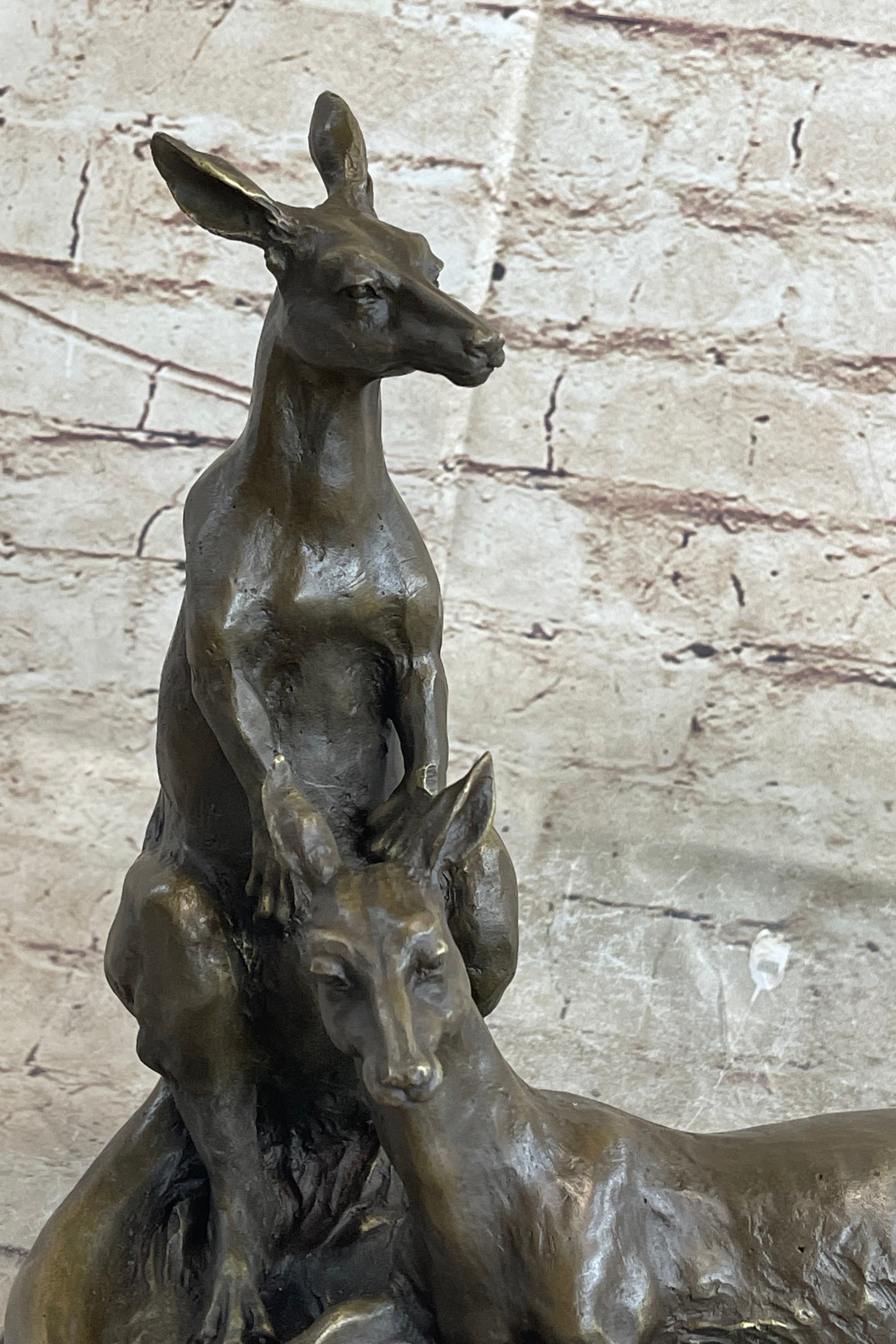 Kangaroo Wallaby Mother Joey Bronze Marble Australian Art