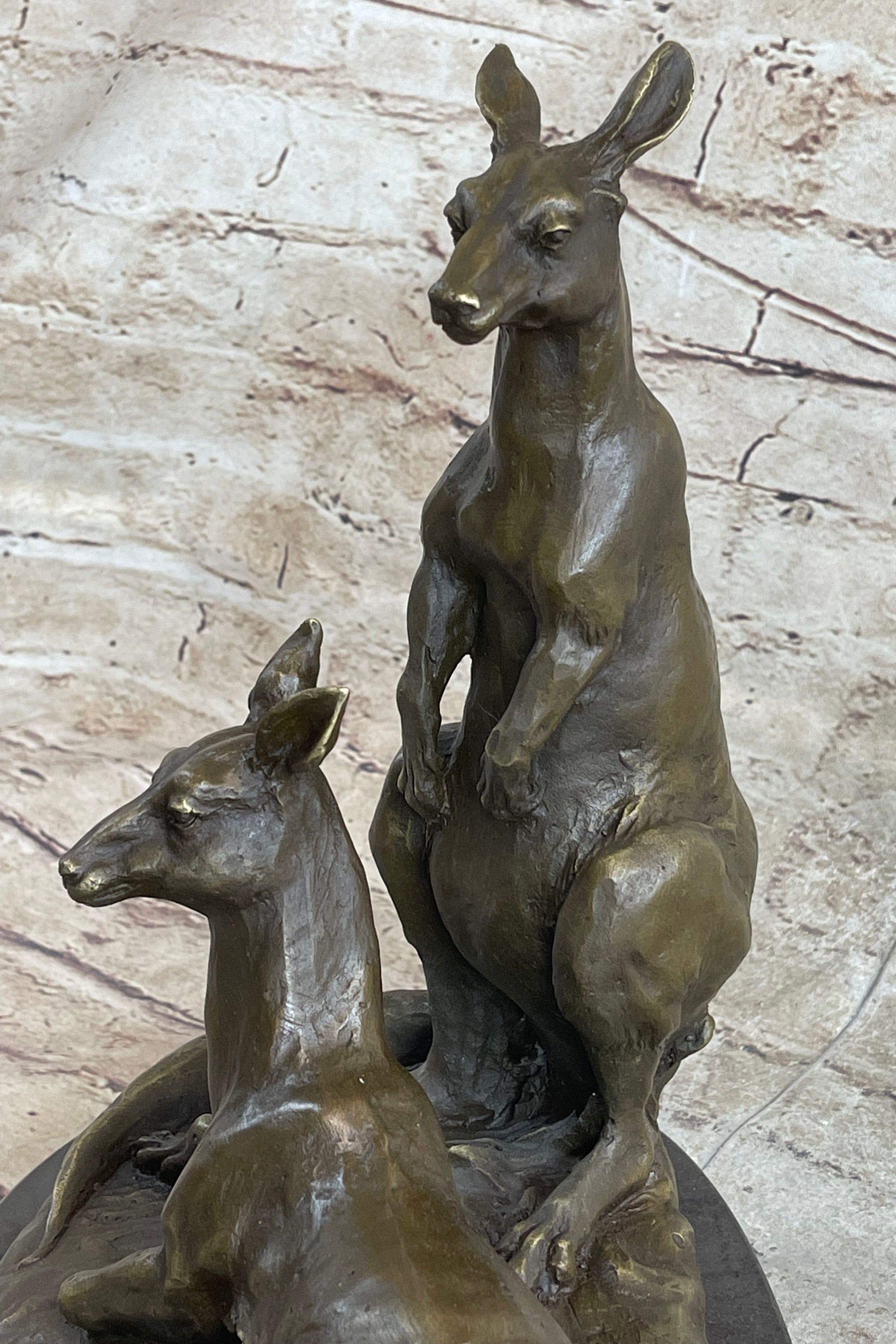 Kangaroo Wallaby Mother Joey Bronze Marble Australian Art