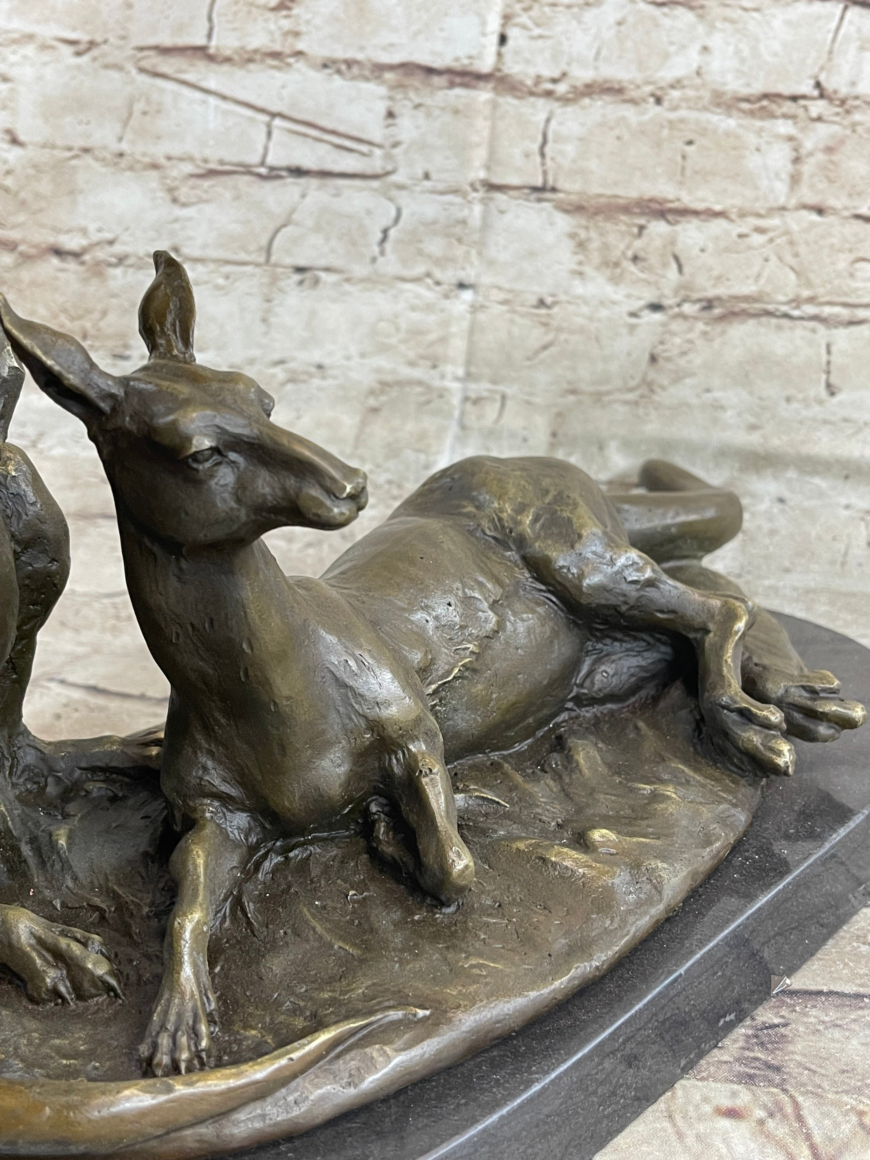 Kangaroo Wallaby Mother Joey Bronze Marble Australian Art