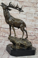 Chalet Lodge Art Elk Stag Buck Deer Hunter Bronze Marble Base