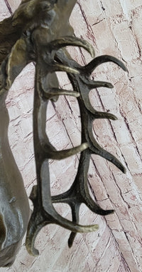 Chalet Lodge Art Elk Stag Buck Deer Hunter Bronze Marble Base