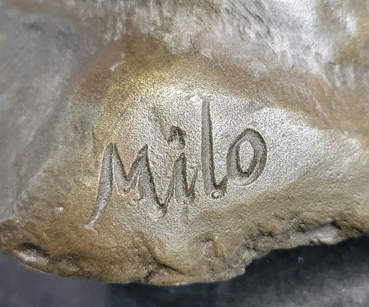 Elk Deer Reindeer Head Bronze Bust on Marble Base