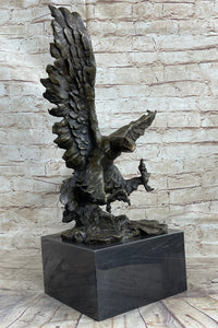 Eagle Landing with Outstretched Talons Bronze Sculpture