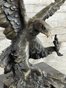 Eagle Landing with Outstretched Talons Bronze Sculpture