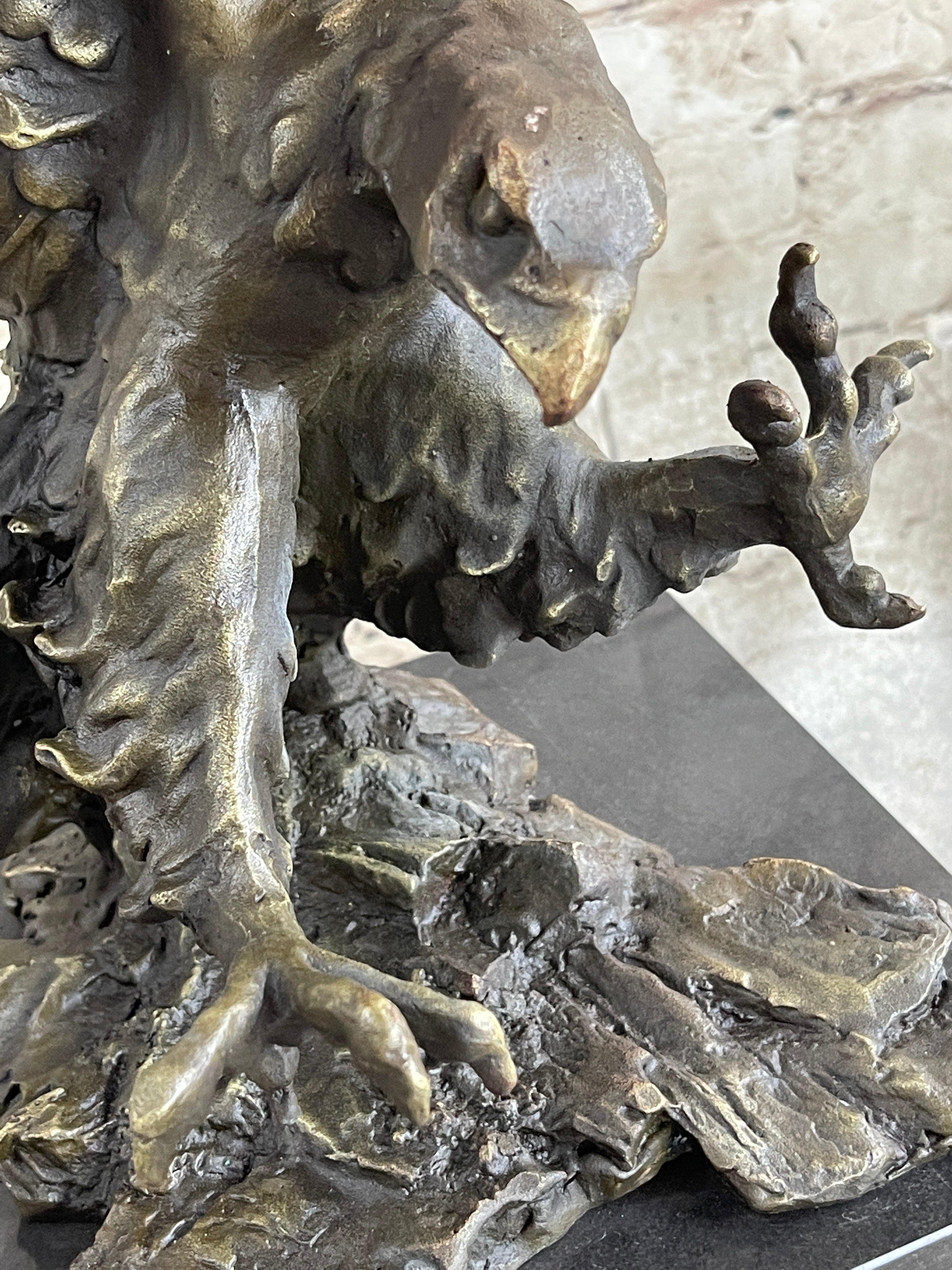Eagle Landing with Outstretched Talons Bronze Sculpture