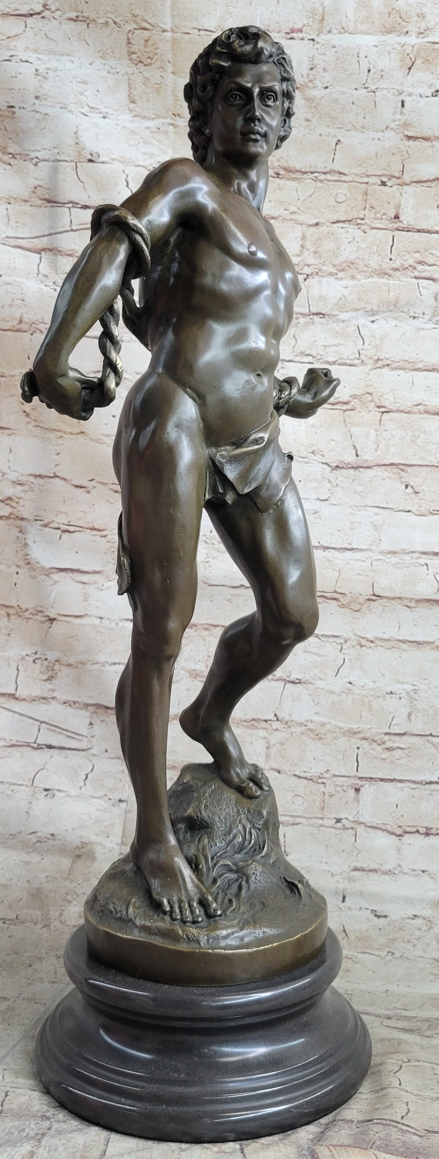 NUDE MUSCULAR MAN BRONZE SCULPTURE STATUE FIGURINE DECOR HOT CAST FIGURINE FIGURE
