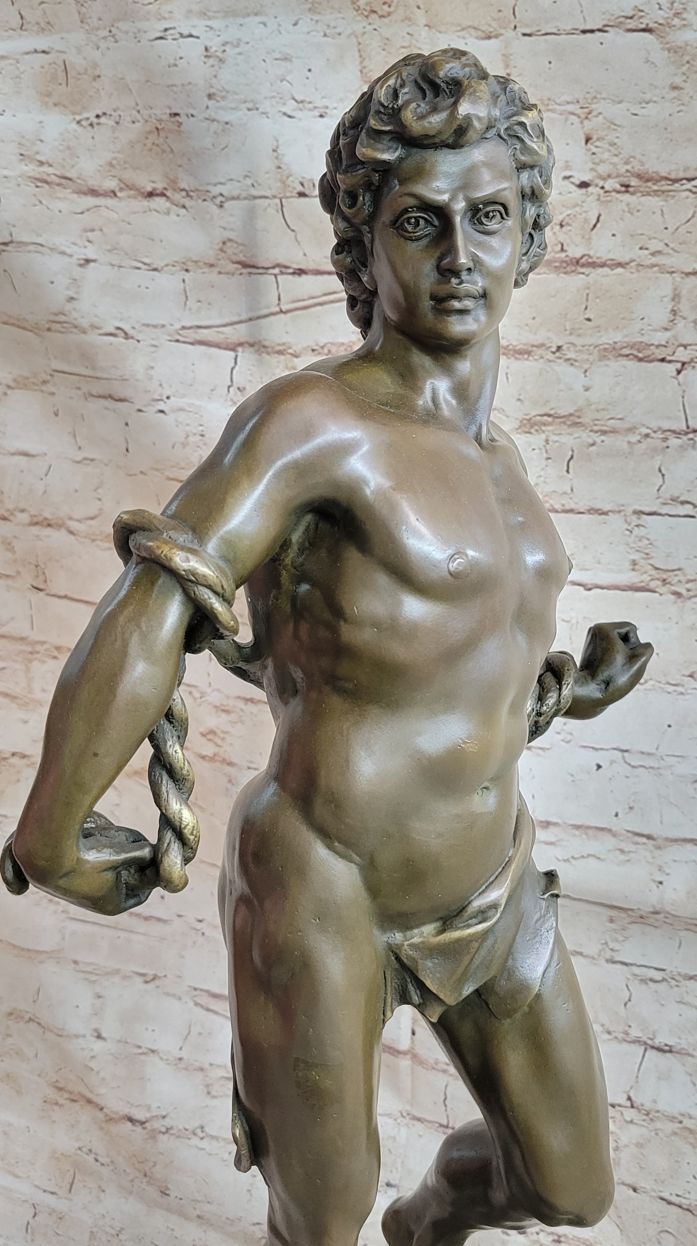 NUDE MUSCULAR MAN BRONZE SCULPTURE STATUE FIGURINE DECOR HOT CAST FIGURINE FIGURE