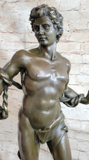 NUDE MUSCULAR MAN BRONZE SCULPTURE STATUE FIGURINE DECOR HOT CAST FIGURINE FIGURE