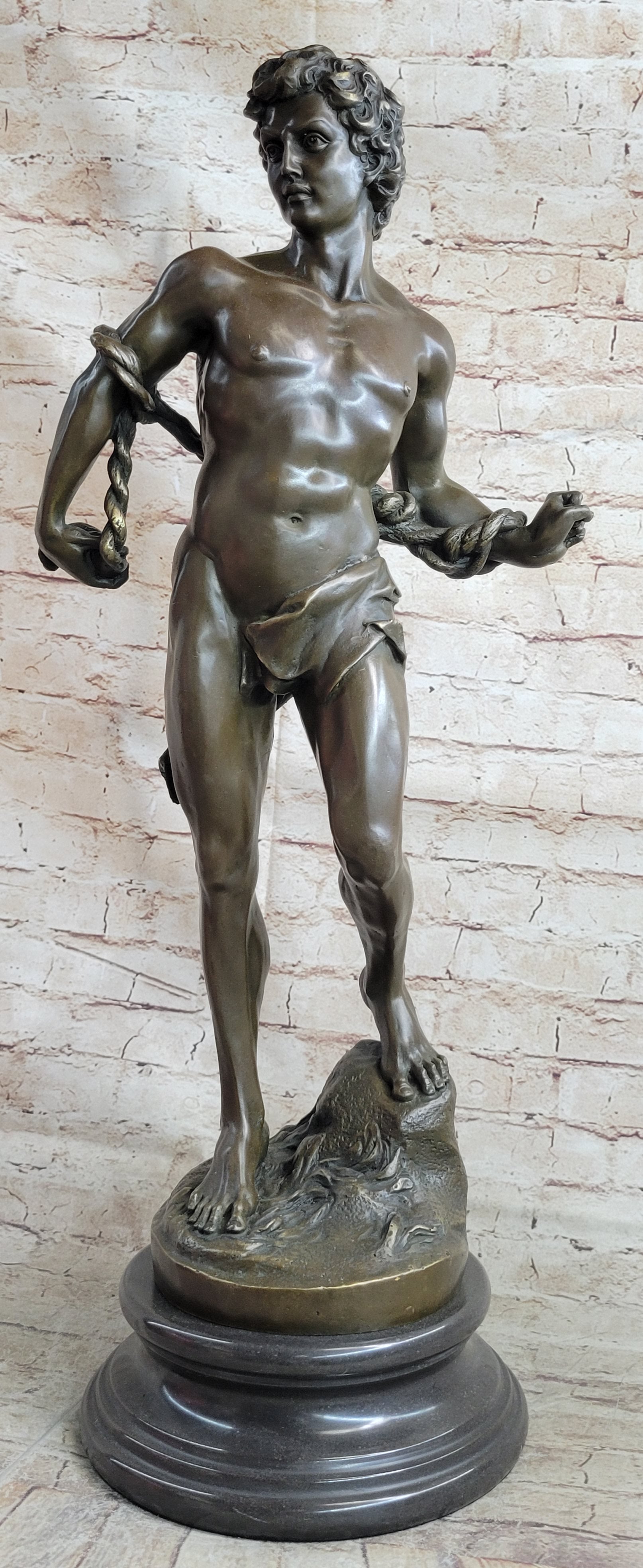 NUDE MUSCULAR MAN BRONZE SCULPTURE STATUE FIGURINE DECOR HOT CAST FIGURINE FIGURE
