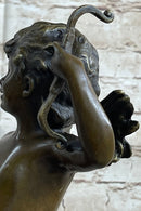 Nude Cupid w/ Bow & Arrow Sculpture Marble Base by Moreau