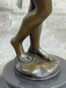 Nude Cupid w/ Bow & Arrow Sculpture Marble Base by Moreau