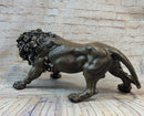 Roaring Guardian Lion Bronze Metal Sculpture Signed Art